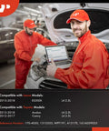 Two mechanics in orange uniforms working on Toyota Camry; Heavy Duty Engine Electric Water Pump Direct Fit For Toyota Camry Avalon And Lexus ES300h Two Point Five Liter Engines Fast Coolant Fix Plug And Play Slick Swap Oem Grade Spec 1704050 WPT191 41517E 161A0390.