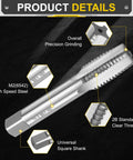 Top Shelf 7/8 To 9 BSW Taper Hand Tap Crafted From Slick High Speed Steel Gear with precision grind details and square shank.