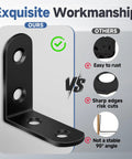 Heavy Duty L Bracket Corner Braces Kit With Matching Screws For Wood Furniture Frames showing black brace design and features.
