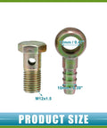 Image of Banjo Bolt Kit M12x1.5 10mm Hose Barb Fittings showing threaded bolt and hose barb with size indicators.