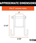 Heavy Duty Steel Trailer Safety Chain Holder Bracket For Two Inch Hitch Shank Bolt On Mount with dimensions 2" x 5-1/4" x 3-7/8".