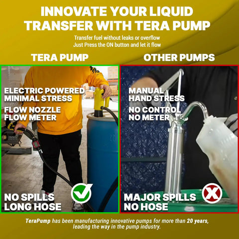 Top Tier Heavy Duty 12 Volt Electric E85 Transfer Pump Delivering No Sweat Operation And Straight Fire 4.2 Gpm Flow With Secure Locking Valve For Gasoline Diesel Antifreeze, comparing electric and manual pump usage.