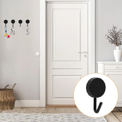 Black Self Adhesive Hooks 20 Pack Tough As Nails Sticky Wall Hangers With Super Grip Nail Free Organizers For Cabinet Door Closet Rust Proof Space Saving Storage mounted with keys on wall.