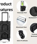 2 In 1 Foldable Shopping Bag With Wheels And Telescopic Handle Reusable Eco Friendly Shopping Cart Tote features diagram
