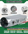 Dryer Heating Element Replacement For DLE Series Dryers with wiring and part numbers displayed