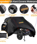 Heavy Duty Waterproof 420D Go Kart Cover For Two Seaters With Air Vent, Reflective Handles, Windproof Buckles, black cover on go kart