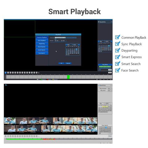 Smart Playback feature on 16 Channel Hybrid DVR For CCTV Security System With 5MP 4MP 1080P AHD TVI CVI Analog And IP Cameras H265 P2P.