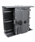 Pro Grade 50 Watt Led Flood Light Generating Solid 180 Degree Ultra Wide Beam, back view showing heat sink and quick connector.