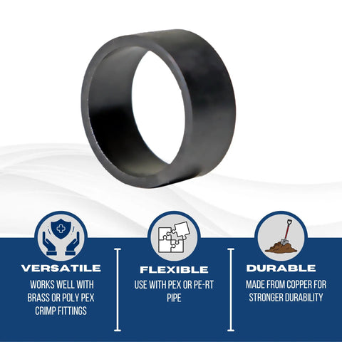 Black oxidized ring from 100 Pieces Half Inch PEX Copper Ring Crimp Kit For PEX B Tubing, durable copper fitting