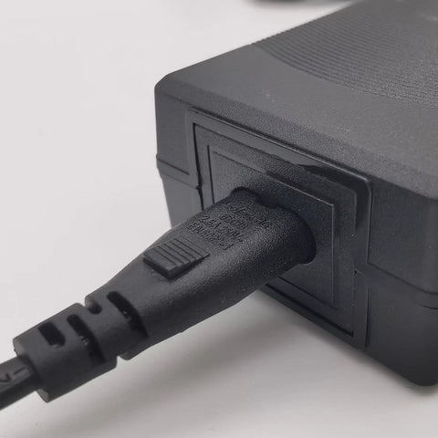 42V Electric Scooter Charger 2A 4 Prong Connector Replacement with 100-240V AC input, showing black 4-prong plug connection