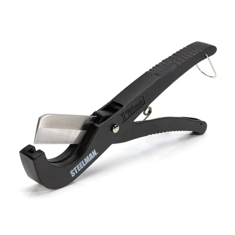 PVC Pipe Cutter Tool With Stainless Steel Blade For 2 Inch Tubes Heavy Duty Steel Body Pro Grade Rust Proof Coating Spring Assisted Opening One Hand