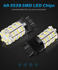 60-3528-SMD LED chips in 3157 3156 4114 DRL LED Bulbs Pack Of 2, 6000K xenon white, ultra bright car light bulbs for daytime running lights