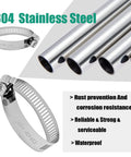 Heavy Duty Stainless Steel Hose Clamps 10 Pack, Adjustable 1-1/2 to 2-1/2 Inch Worm Gear Clamps For Pipe Tubing Dryer Repair And Fuel Lines, 304 Stainless steel, showing rust prevention feature and corrosion resistance.