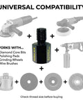 European To North American Thread Converter M14 Male To 5/8-11 Female Angle Grinder Adapter shown with compatible tools
