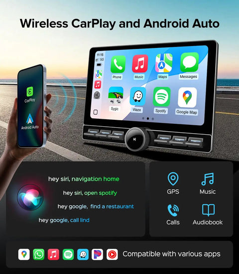 10 Inch QLED Car Stereo For Dodge Grand Caravan And Chrysler Town And Country Wireless CarPlay Android Auto Radio with interface preview