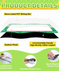 Diagram of Neon Magnetic Name Labels Set 50 Pcs 6 By 2 Inches Reusable Magnetic Dry Erase Tags construction with PET writing film and rubber magnet.