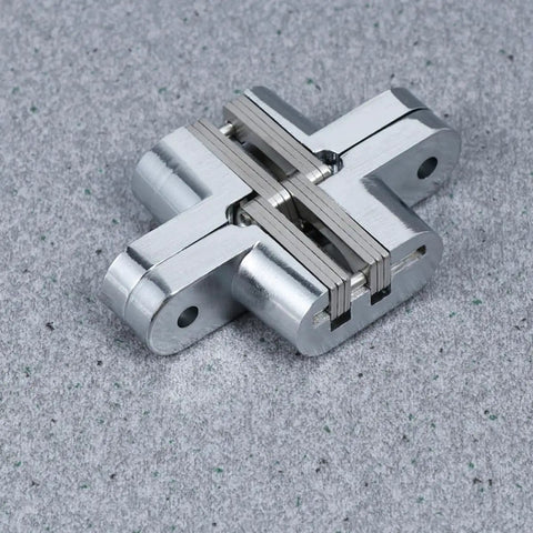 2 Pack Stainless Steel Cross Concealed Hinges For Wooden Doors And Counter Doors Silver Finish 180 Degree Folding Hinges