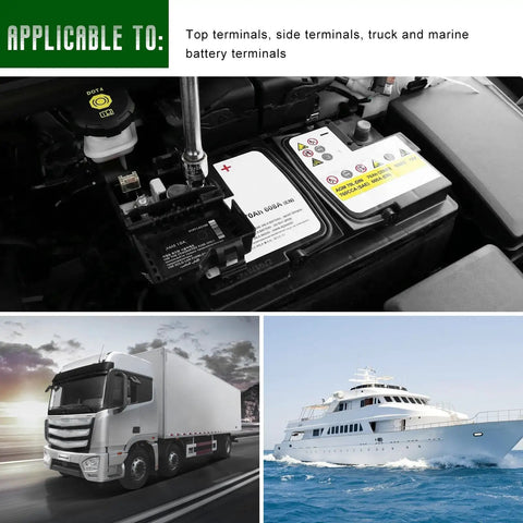 Heavy Duty Car Battery Terminal Connectors Swap Top Post To Side Post In Minutes With Positive And Negative Lead Cables Built Tough for truck and marine use.