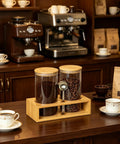 Two 49oz Airtight Glass Coffee Canisters With Bamboo Shelf, Stainless Spoon And Anti Slip Pads on kitchen counter