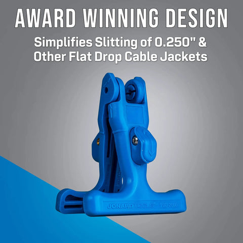 Pro Grade Fiber Optic Drop Cable Slitter For 0.250 Inch Flat Cable, Dual Sides Slitting, FTTH Tech Friendly, Durable Blue Tool