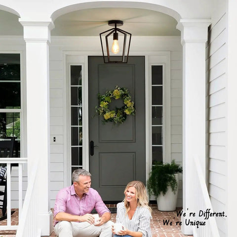Front porch with Rotating Black Semi Flush Mount Ceiling Light Fixture With 360 Degree Frame Over Kitchen Sink And Hallway Farmhouse Modern LED