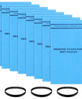 Heavy Duty Wet Dry Vacuum Filter Bags For Two And A Half To Five Gallon Shop Vacs with eight blue bags and three black bands visible.