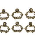 6 Sets Distressed Antique Brass Vintage Cabinet Pulls With Drop Ring Handles For Dresser Drawers And Cupboards 1.9 In By 1.8 In Zinc Alloy