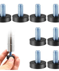 8 Adjustable Furniture Levelers With 3/8 16 Unc Threads For Tables Chairs Cabinets Shelves And Sofas Featuring Heavy Duty Nylon Floor Protectors