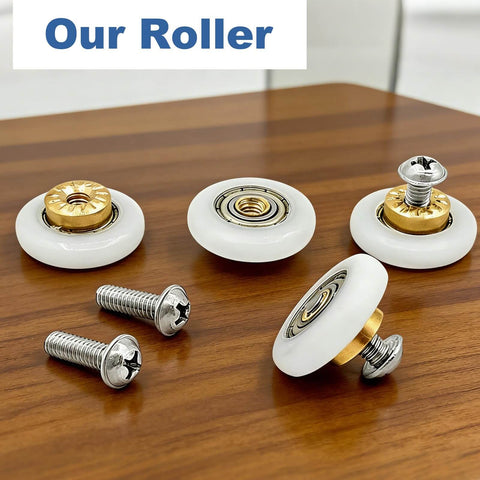 4 Pack 19mm Shower Door Rollers With M4 Screws, Stainless Steel Sliding Door Runners For Heavy Glass Doors, POM Wheel Bearings