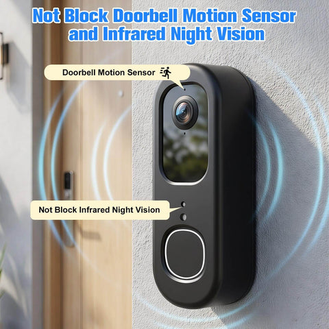 No Drill Adhesive Doorbell Mount For Arlo Video Doorbell 2K HD 2nd Gen, Anti Theft Mount Bracket Keeps Sensor Clear installed