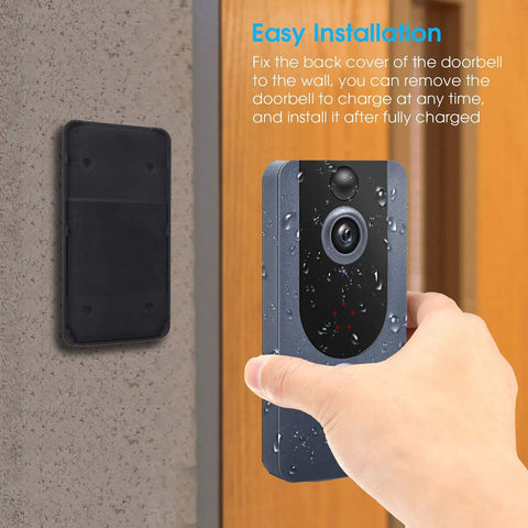 Hand installing Smart Wireless Doorbell Camera With 1080P HD Video IP65 Weatherproof Outdoor Clear Night Vision Motion Alerts