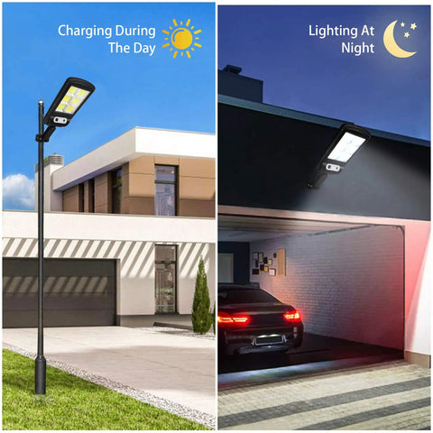 2 Pack Solar Street Lights Outdoor With 120 LED Ultra Bright Motion Sensor Remote Control IP65 Waterproof Wireless Wall Light