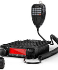 Long-Range 70W VHF Mobile Ham Radio For 144-148MHz With Air Band Bluetooth Noise Reduction Wireless PTT 510 Channels Smart Cooling Fan Three Power Levels 70W 25W 10W FCC ID T4 with microphone and PTT button displayed.