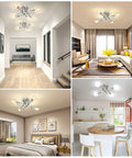 4 Light Dope Modern Industrial Sputnik Ceiling Light Fixture In Brushed Nickel Semi Flush Mount in various room settings