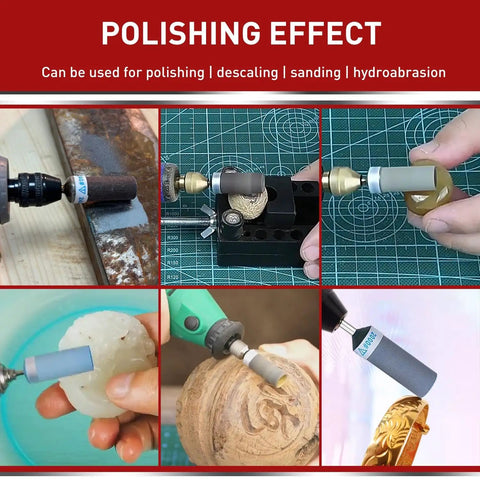 Various uses of 20Pcs 320 Grit Sanding Drums And Sandpaper Sticks Set For Rotary Tools on wood, metal, and jade projects
