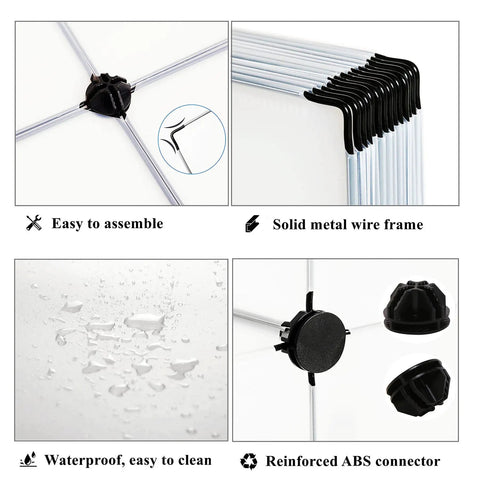 Six Cube Closet Organizer Set Dope DIY Stackable Shelves waterproof translucent panels with metal frame and ABS connector
