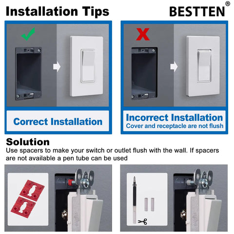 Installation guide for 10 Pack Single Pole Decorator Wall Switch With Screwless Wall Plate Easy Install, 15A 120 To 277V
