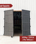Two Pack Spring Loaded Gate Casters, 4 Inch Adjustable Wheel With Brake, Heavy Duty Gate Wheel Load Capacity 220 Lbs shown on door