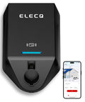 Fast Level 2 Home EV Charger With Active Load Management And Solar Charging Modes OCPP Compatible Future Proof 50 Amp Hardwired EVSE With J1772 Connector Ready shown with mobile app interface