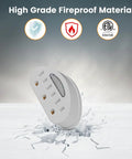 Heavy Duty Plug And Play Triple Wall Tap Extender With Glowing LED Light Three Prong Grounded Outlet Splitter Two Pack on a cracked surface.