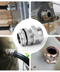 Stainless Steel Cable Gland 1/4 NPT Waterproof Metal Cable Gland Adjustable Protector for 3-6.5mm Cables with Sealing Cap Rustproof and Durable Heavy Duty Industrial Grade 2 Pack installed on enclosure cables