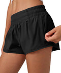 Girls Athletic Shorts With Liner Quick Dry Lightweight Running Shorts For Active Workouts Built In Mesh Liner With Zip Pocket Black Size S7Y