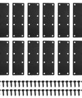 Heavy Duty Black Iron Shelf Brackets Set With Screws, 12 Pack Flat Straight Corner Braces For Wood Tables Chairs Beds And Fences