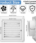 12 Pack 4 Inch Louvered Vent Covers For Exterior Vents With Built In Fly Screen Mesh And 4 Screws Easy Installation diagram