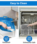 9 Inch Silicone Liners For 6 Qt To 9 Qt Air Fryers 2 Pack Square Reusable Inserts Blue And Grey No Mess Easy Cleanup Air Fryer Accessory Perfect For Busy Kitchens No Scrub Needed, shown handwashing and in dishwasher.