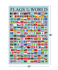 World Flags Poster For Classrooms Durable Laminated Dry Erase Wall Art 24x36 Inches Geography Reference Chart displayed vertically