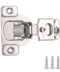 Nickel Plated Soft Close Cabinet Hinges With Half Inch Overlay Ten Pack Includes Mounting Screws And Hardware, Adjustable Three Way Mounting For Kitchen And Home Cabinet Doors, Durable And Easy Install, hinge and screws