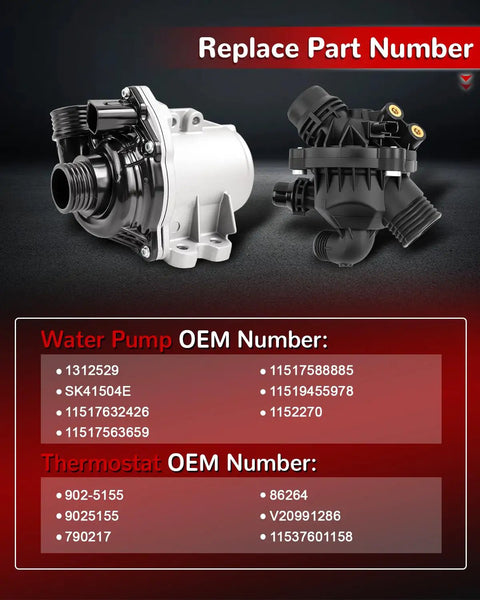 Plug N Play Direct Fit Electric Water Pump With Thermostat For BMW 135i 335i X1 X5 X6 3.0L L6 N55 Engine Replacement OEM