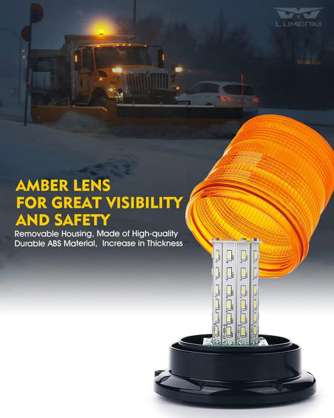 Premium 60 Led Amber Beacon Mini Strobe Light For Forklifts And Pickup Trucks Boasting Straight Up Three Sixty Degree Glow.
