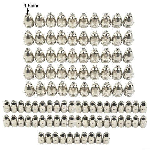 P80 Plasma Torch Kit With Electrodes Hafnium Tip And CuCrZr Nozzle Guard Cutter Set, showing 1.5mm tips array.